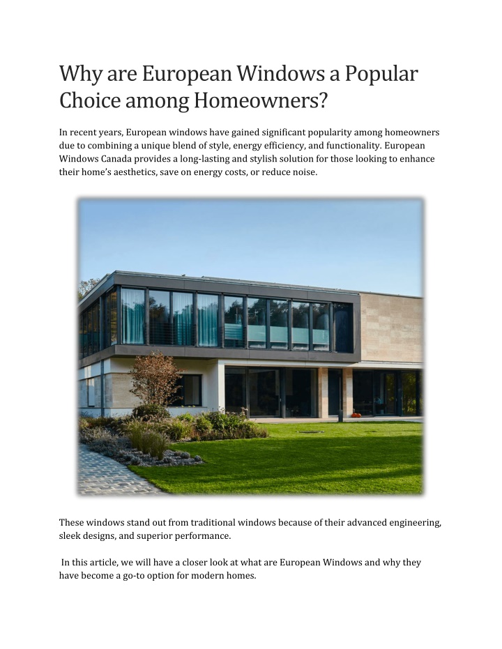 PPT - Why are European Windows a Popular Choice among Homeowners PowerPoint Presentation - ID:13804806