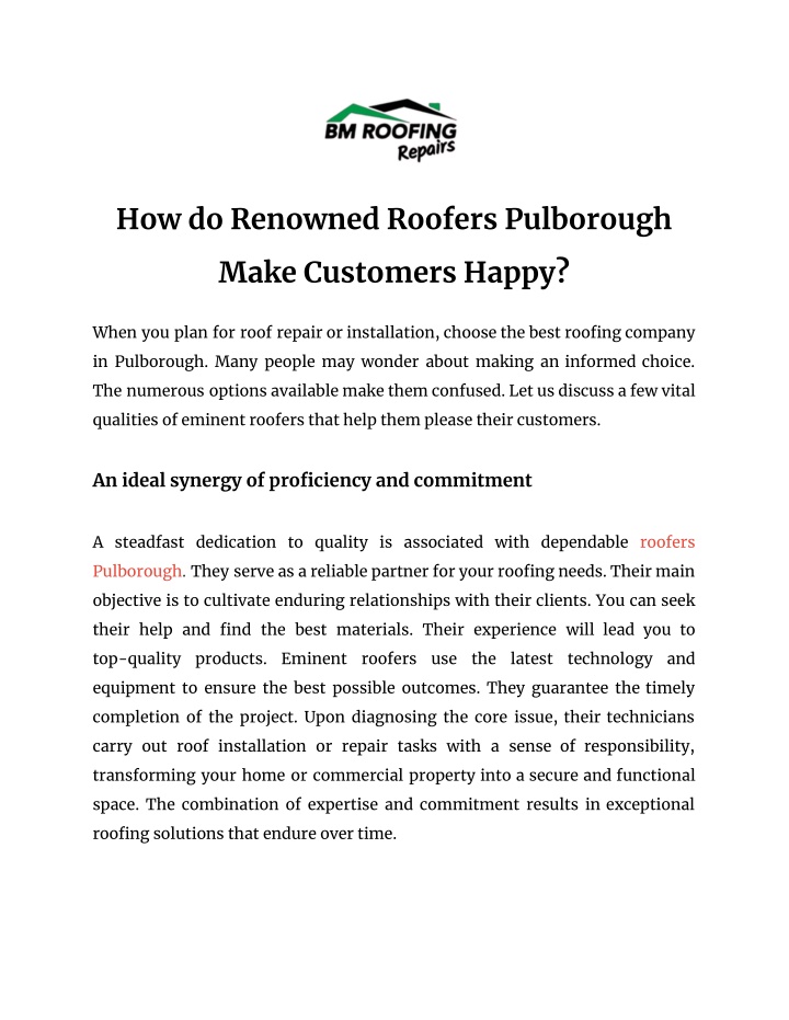 PPT - How do Renowned Roofers Pulborough Make Customers Happy PowerPoint Presentation - ID:13850131