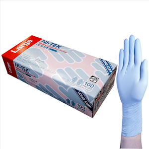 NI-TEK NITRILE GLV LNGCUF 300MM ASNZ PF EN374 L BLUE 100/BOX