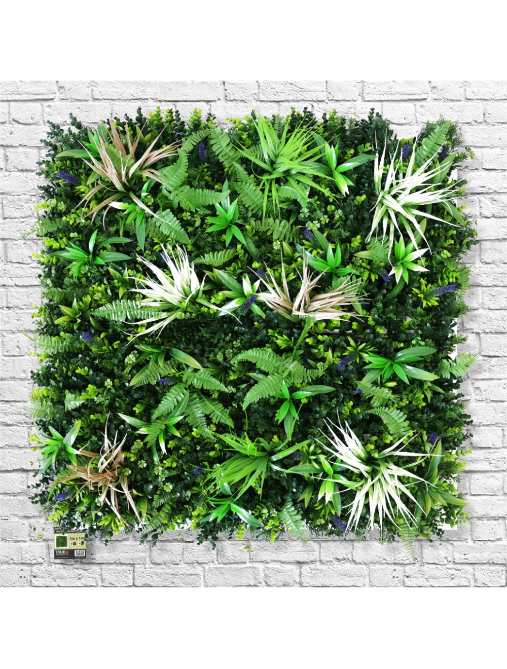 Fire Resistant Grassy Fern Green Living Wall Panel 1m x 1m - Netting Store