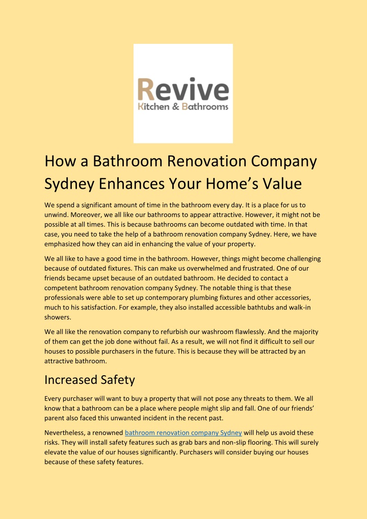 PPT - How a Bathroom Renovation Company Sydney Enhances Your Home PowerPoint Presentation - ID:14161414