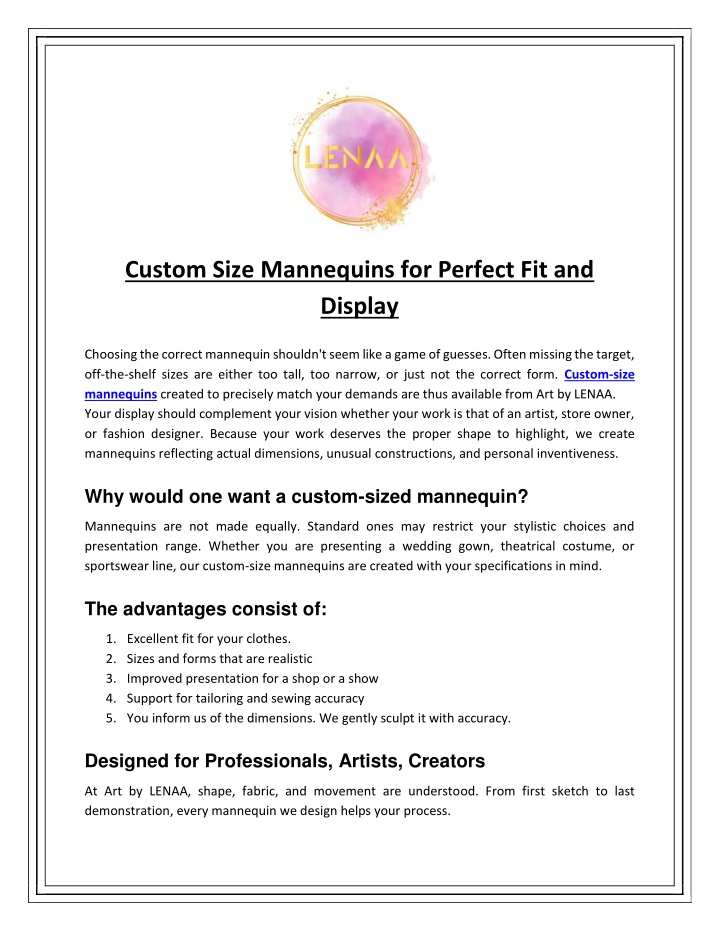 PPT - Custom Size Mannequins for Perfect Fit and Display PowerPoint Presentation - ID:14209221