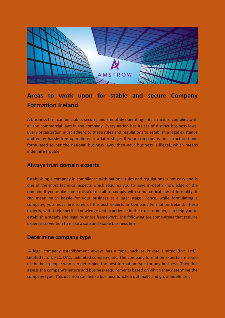 PPT - Areas to work upon for stable and secure Company Formation Ireland PowerPoint Presentation - ID:14267958